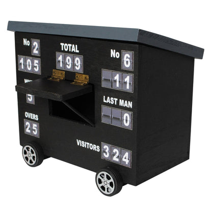 Cricket Scoreboard Desk Tidy | Authentically Designed | Store Phones & Stationery | Personalise Scores | Ideal for Cricket Enthusiasts | Gray, Wood