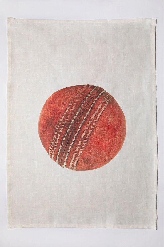 Cricket old ball tea towel