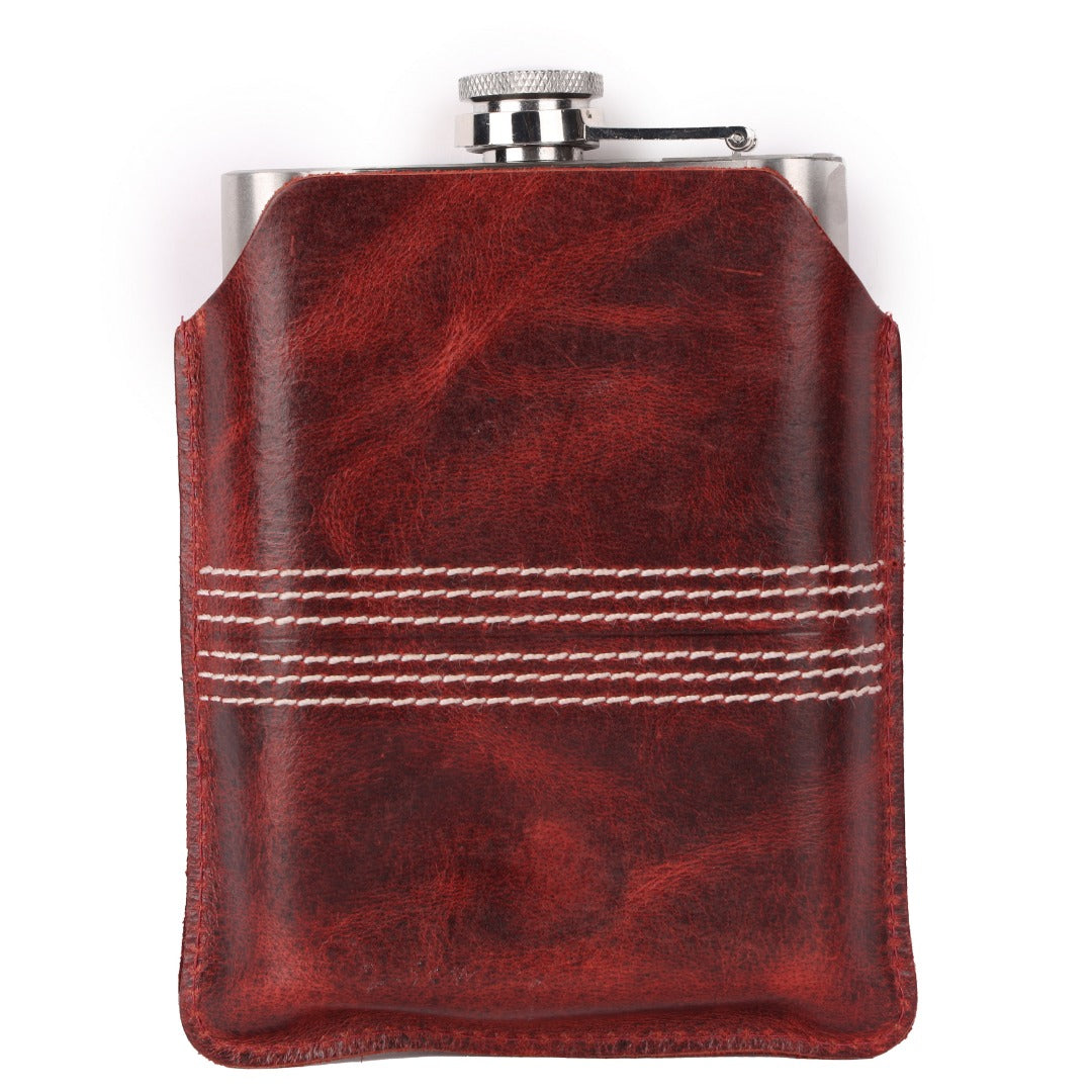 CRICKET-GIFTS Buffalo Leather Hip Flask 8oz 220ml