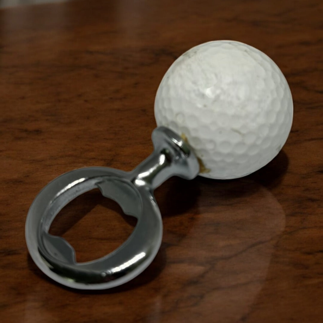 CRICKET-GIFTS - Reclaimed Golf Ball Bottle Opener | Eco-Friendly & Handmade | Ideal for Golf Enthusiasts | Sport-Inspired Design | Sturdy Grip, White, Resin