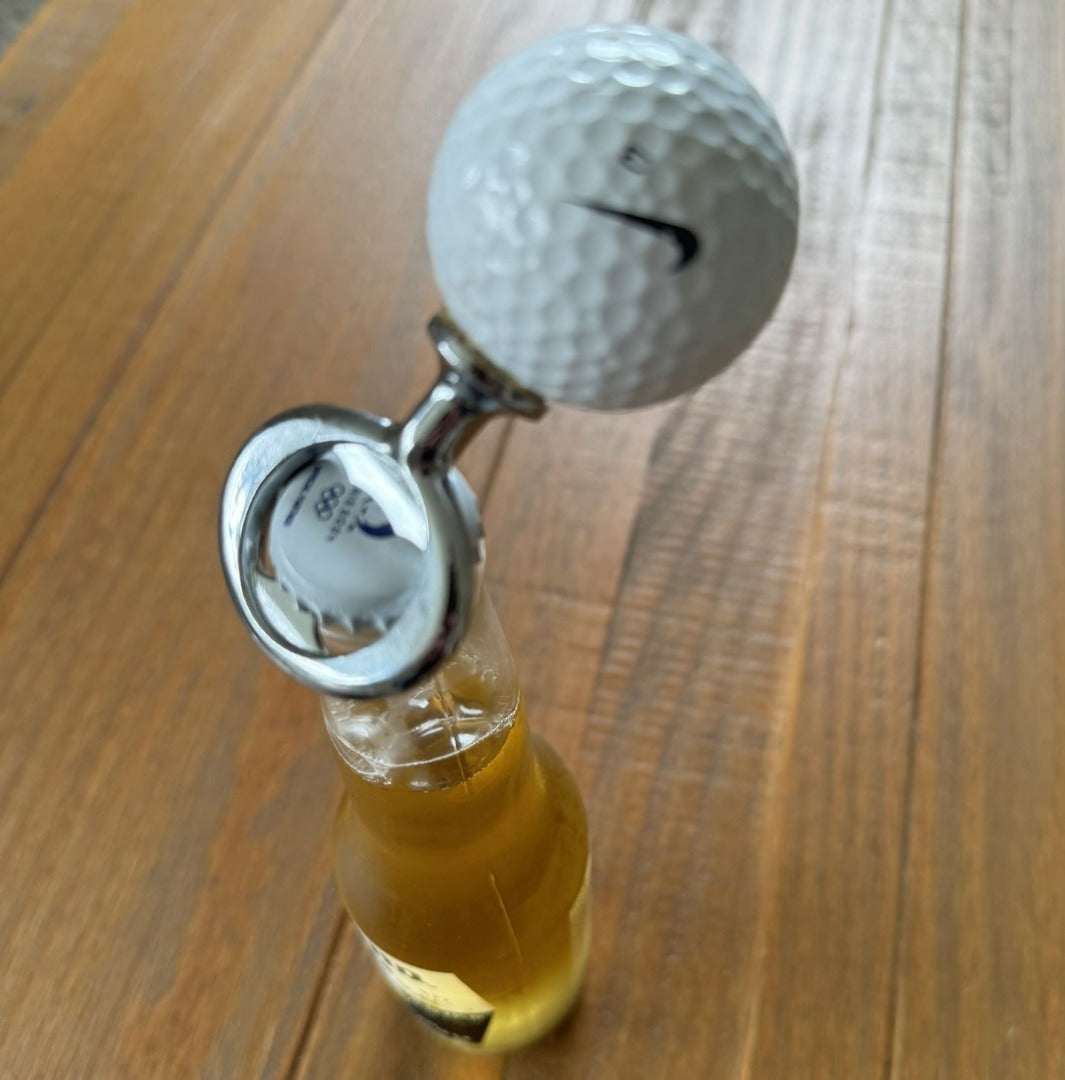 CRICKET-GIFTS - Reclaimed Golf Ball Bottle Opener | Eco-Friendly & Handmade | Ideal for Golf Enthusiasts | Sport-Inspired Design | Sturdy Grip, White, Resin