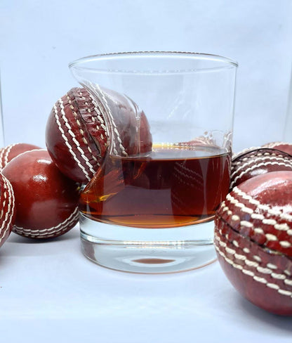 Cricket whisky glass | unique 12oz mixer glass with embedded souvenir mini cricket ball | cricket gift | made in uk | cricket gifts for men