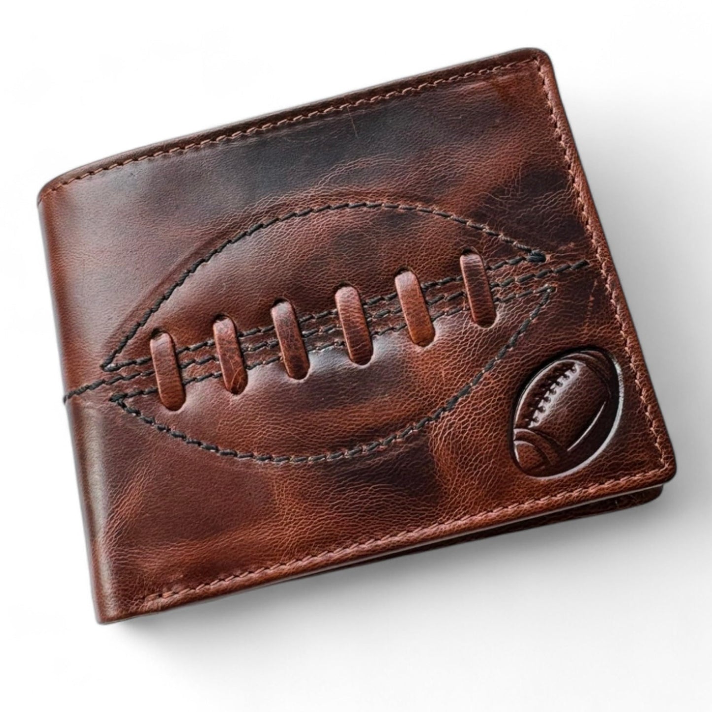 SPORTGIFTZ - Buffalo Leather Rugby Wallet | RFID Protection | 7 Card Slots | Coin Pouch & ID Holder | Rugby Fan Accessory | Multicoloured, 10cm x 8cm, Leather