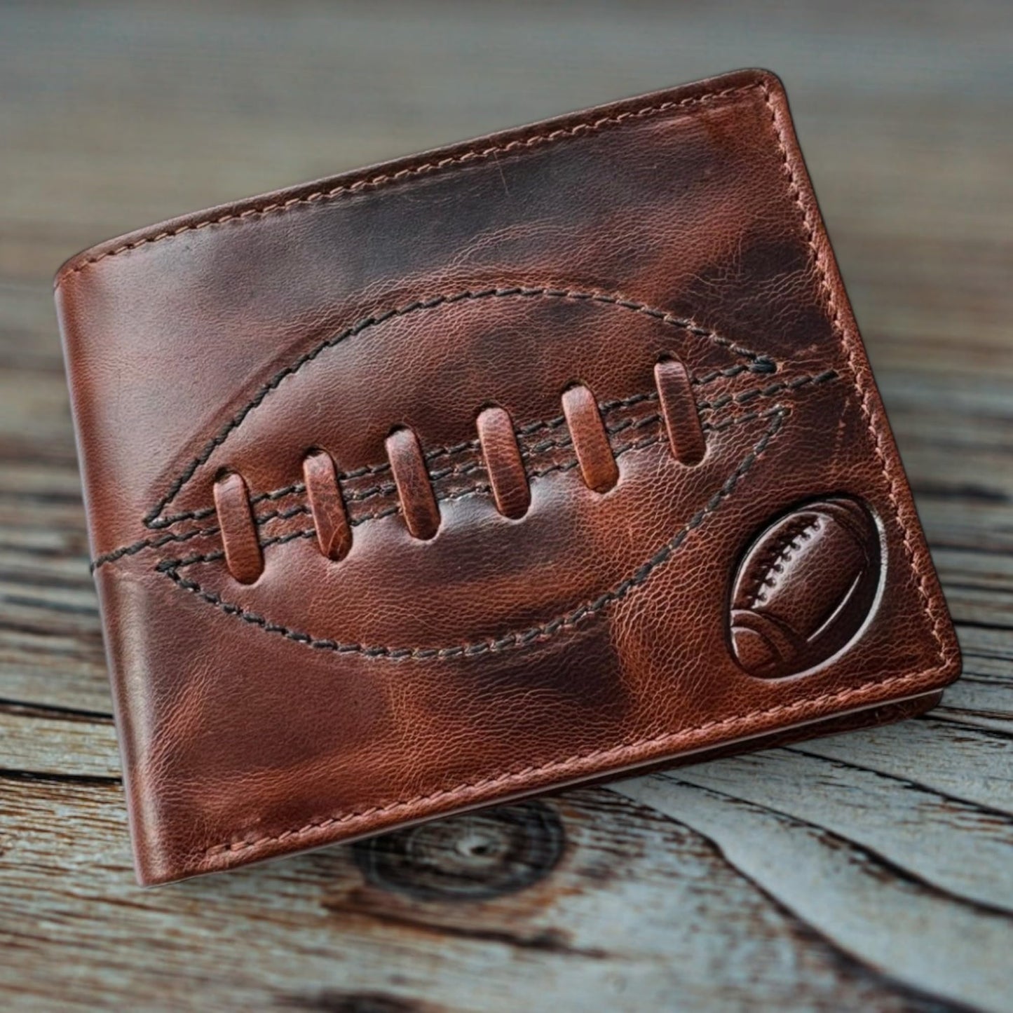 SPORTGIFTZ - Buffalo Leather Rugby Wallet | RFID Protection | 7 Card Slots | Coin Pouch & ID Holder | Rugby Fan Accessory | Multicoloured, 10cm x 8cm, Leather