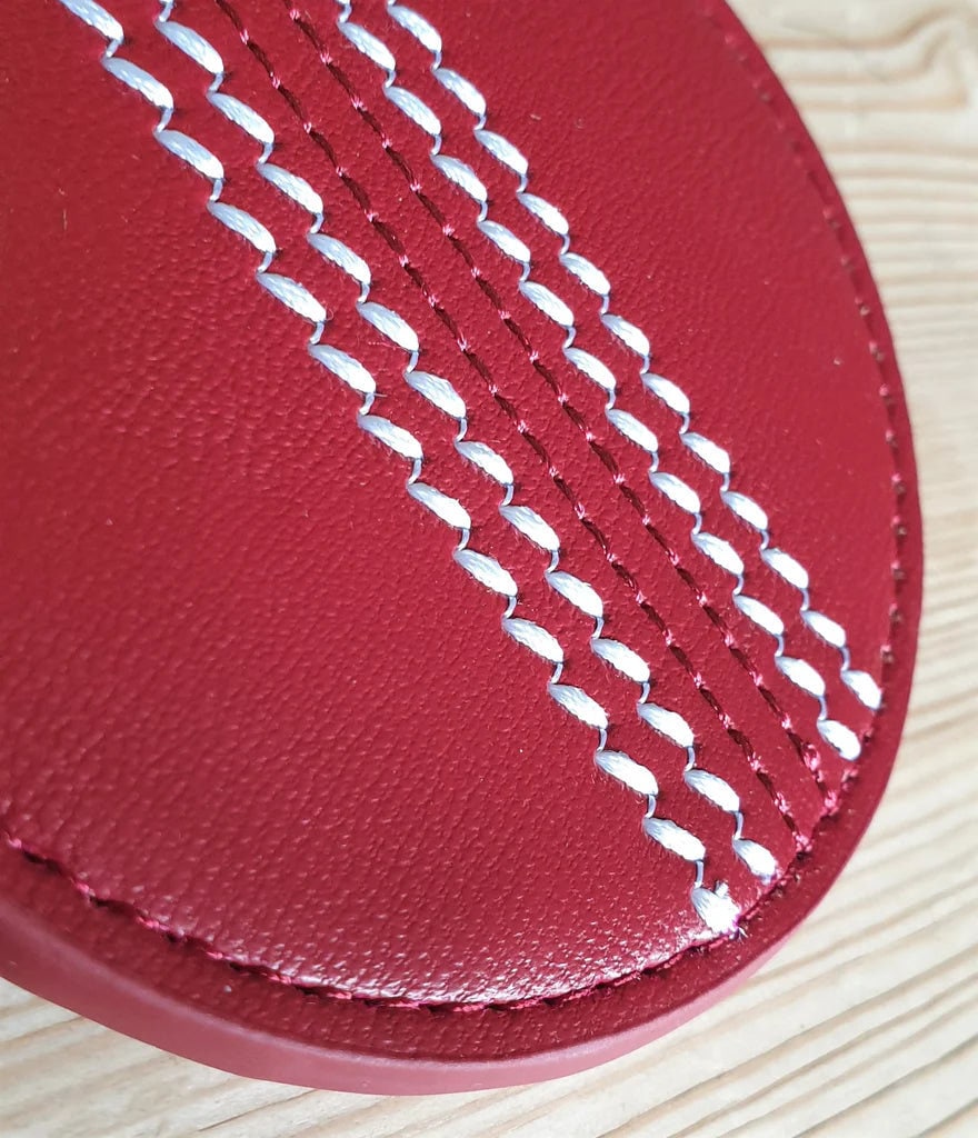 Cricket ball coaster - real cricket stitching
