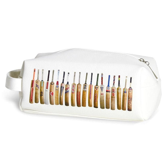 Cricket bat line up toiletry bag white