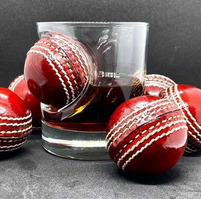 Cricket whisky glass | unique 12oz mixer glass with embedded souvenir mini cricket ball | cricket gift | made in uk | cricket gifts for men